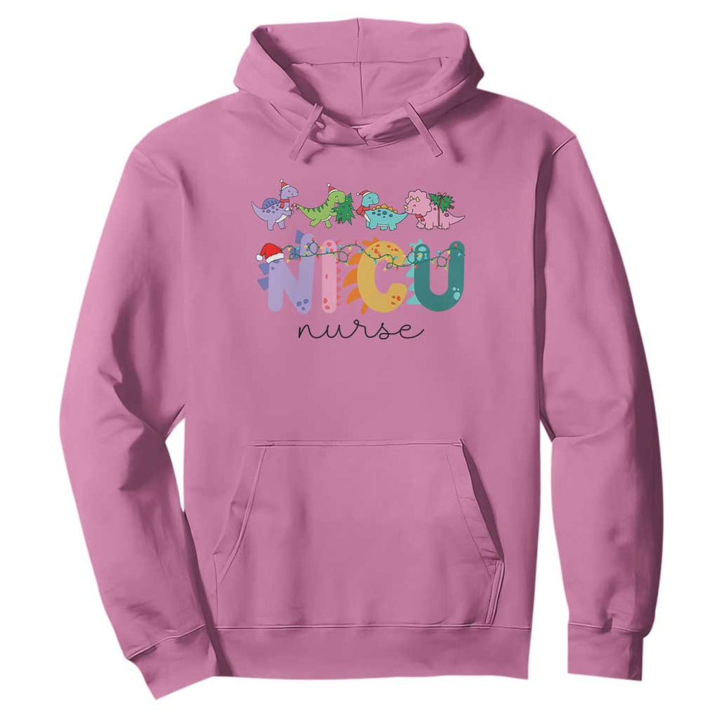 NICU Nurse Christmas Hoodie Xmas Light Neonatal Intensive Care Unit Nurse Appreciation Gift Dinosaur TS10 Azalea Print Your Wear