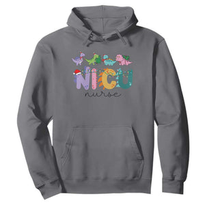 NICU Nurse Christmas Hoodie Xmas Light Neonatal Intensive Care Unit Nurse Appreciation Gift Dinosaur TS10 Charcoal Print Your Wear
