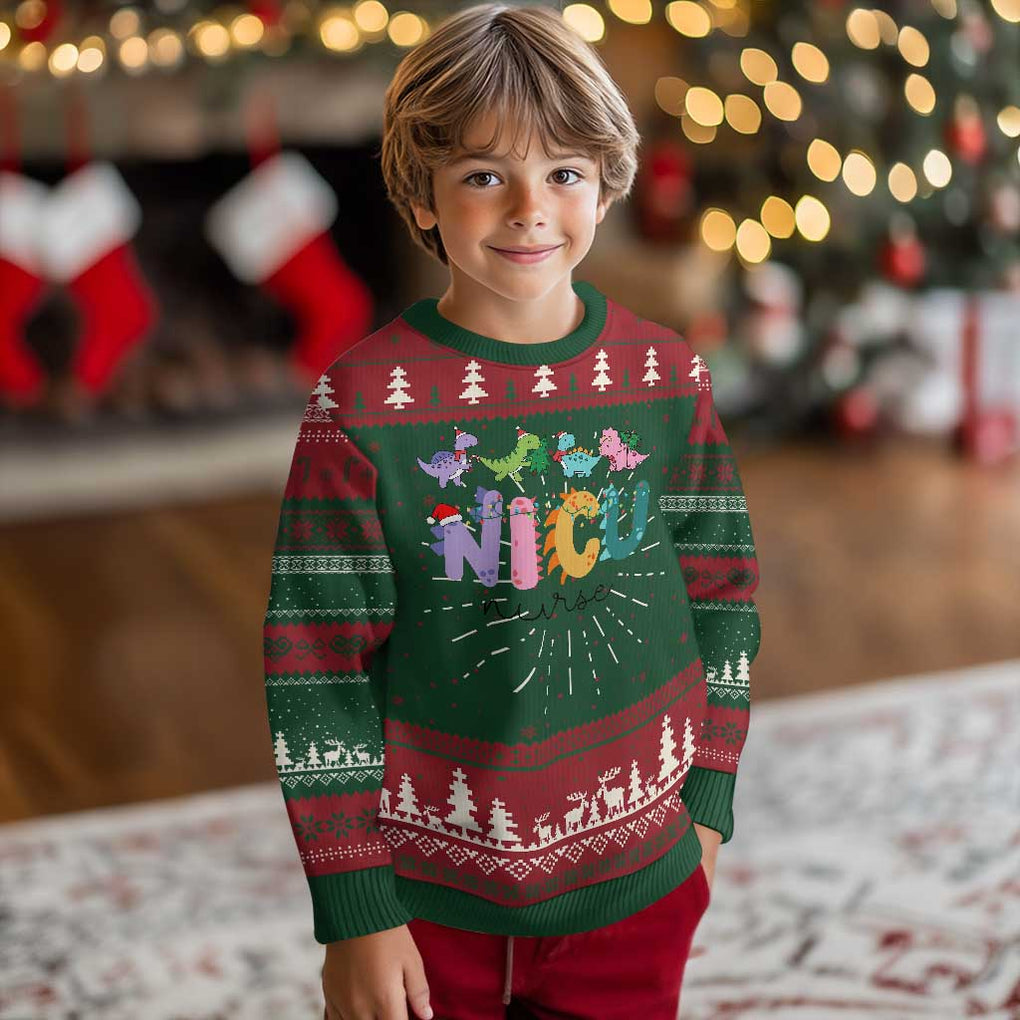 NICU Nurse Christmas Ugly Christmas Sweater Xmas Light Neonatal Intensive Care Unit Nurse Appreciation Gift Dinosaur TS10 Christmas Print Your Wear