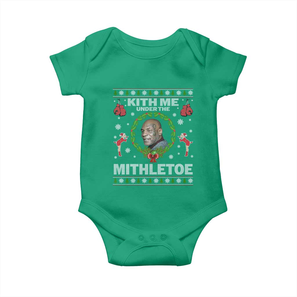 Funny Christmas Baby Onesie Kith Me Under The Mithletoe Tyson Ugly Xmas TS10 Irish Green Print Your Wear