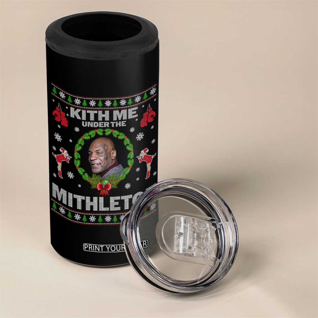 Funny Christmas 4 in 1 Can Cooler Tumbler Kith Me Under The Mithletoe Tyson Ugly Xmas TS10 Print Your Wear