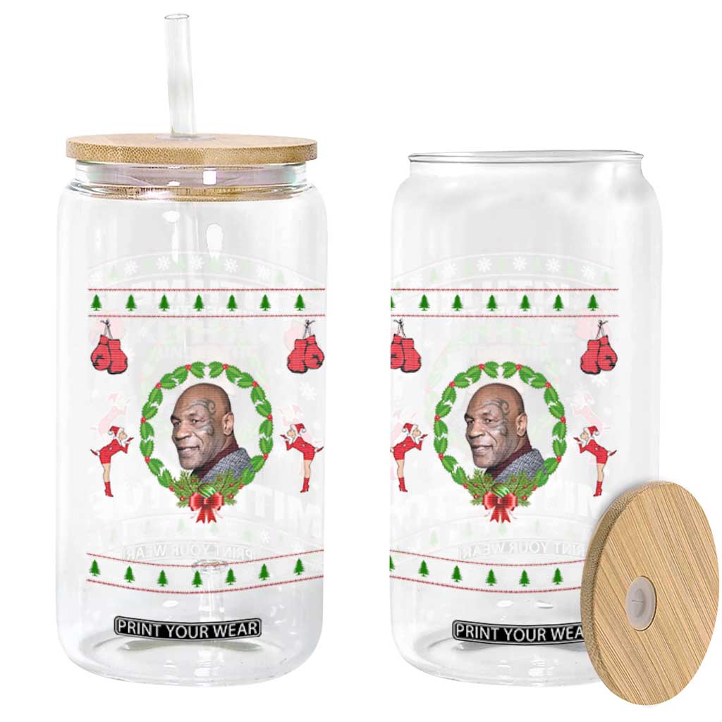 Funny Christmas Glass Can Kith Me Under The Mithletoe Tyson Ugly Xmas TS10 Print Your Wear