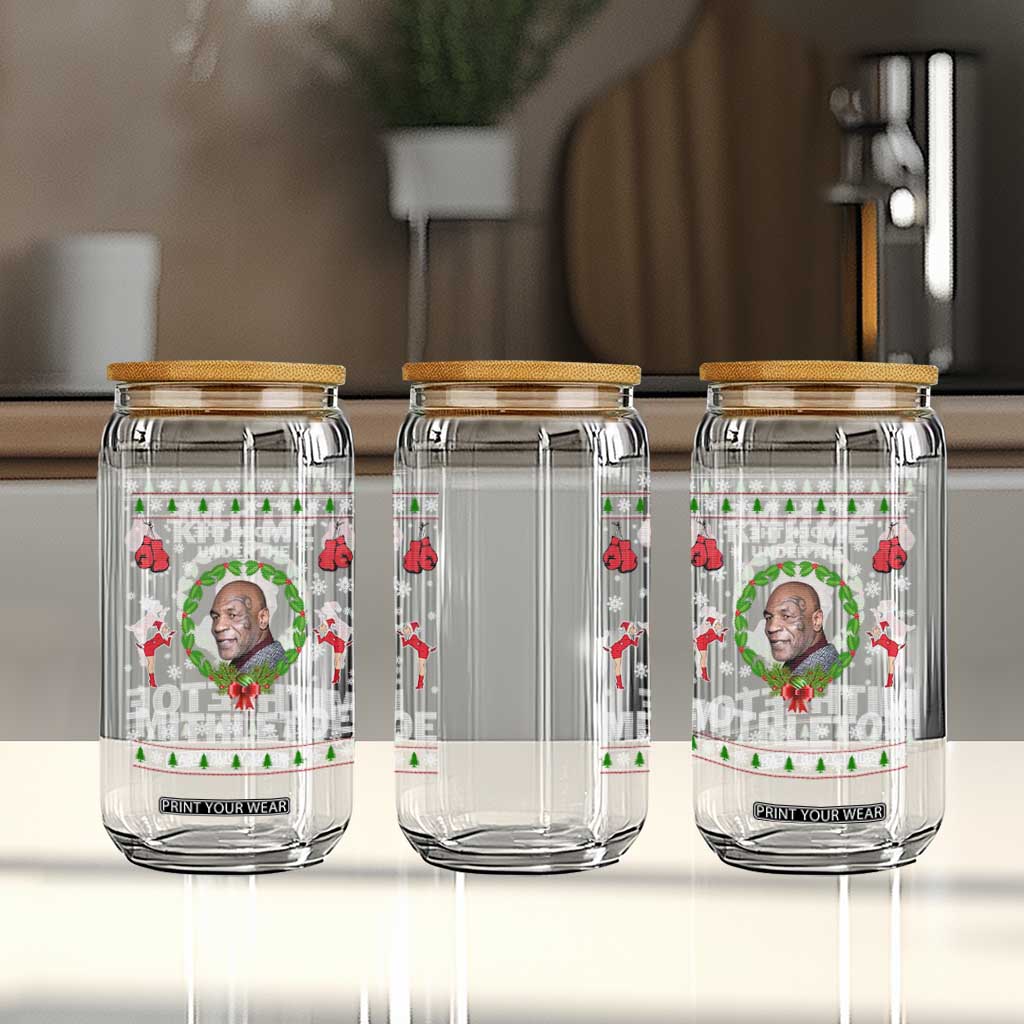 Funny Christmas Glass Can Kith Me Under The Mithletoe Tyson Ugly Xmas TS10 Print Your Wear