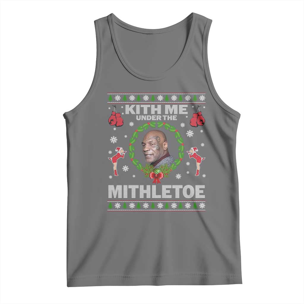 Funny Christmas Tank Top Kith Me Under The Mithletoe Tyson Ugly Xmas TS10 Black Heather Print Your Wear