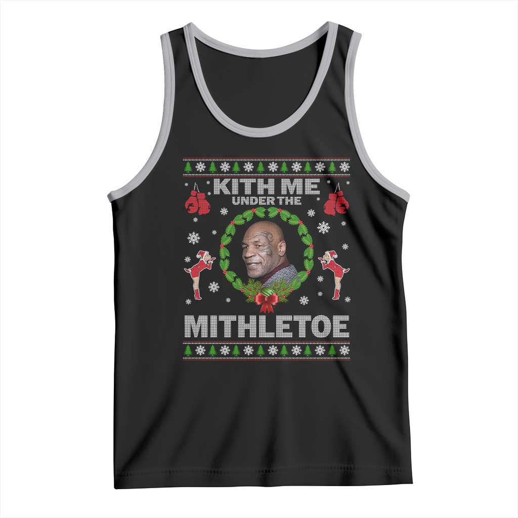 Funny Christmas Tank Top Kith Me Under The Mithletoe Tyson Ugly Xmas TS10 Black Athletic Heather Print Your Wear