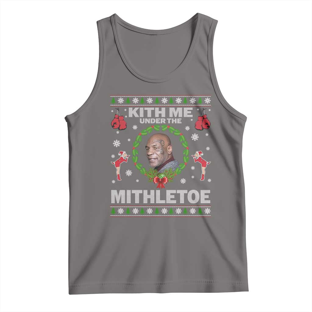Funny Christmas Tank Top Kith Me Under The Mithletoe Tyson Ugly Xmas TS10 Deep Heather Print Your Wear