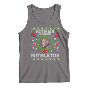 Funny Christmas Tank Top Kith Me Under The Mithletoe Tyson Ugly Xmas TS10 Deep Heather Print Your Wear
