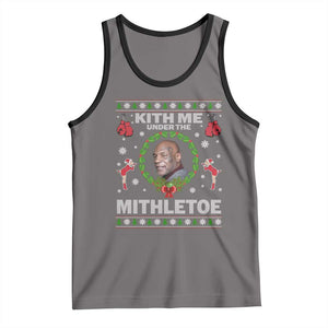 Funny Christmas Tank Top Kith Me Under The Mithletoe Tyson Ugly Xmas TS10 Deep Heather Black Print Your Wear