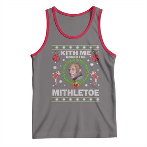 Funny Christmas Tank Top Kith Me Under The Mithletoe Tyson Ugly Xmas TS10 Deep Heather Red Print Your Wear