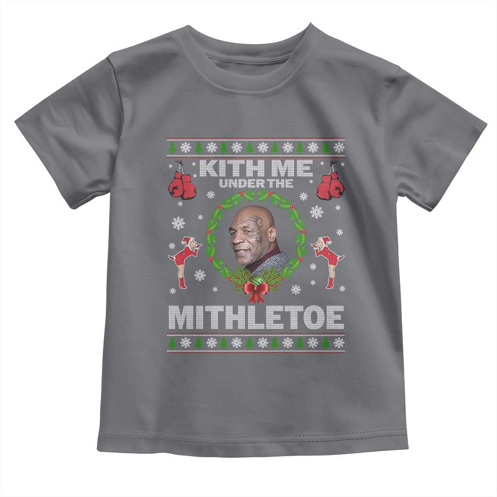 Funny Christmas Toddler T Shirt Kith Me Under The Mithletoe Tyson Ugly Xmas TS10 Charcoal Print Your Wear