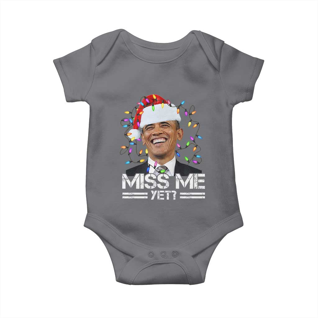 Funny Christmas Obama Baby Onesie Funny Santa Xmas Light TS10 Charcoal Print Your Wear
