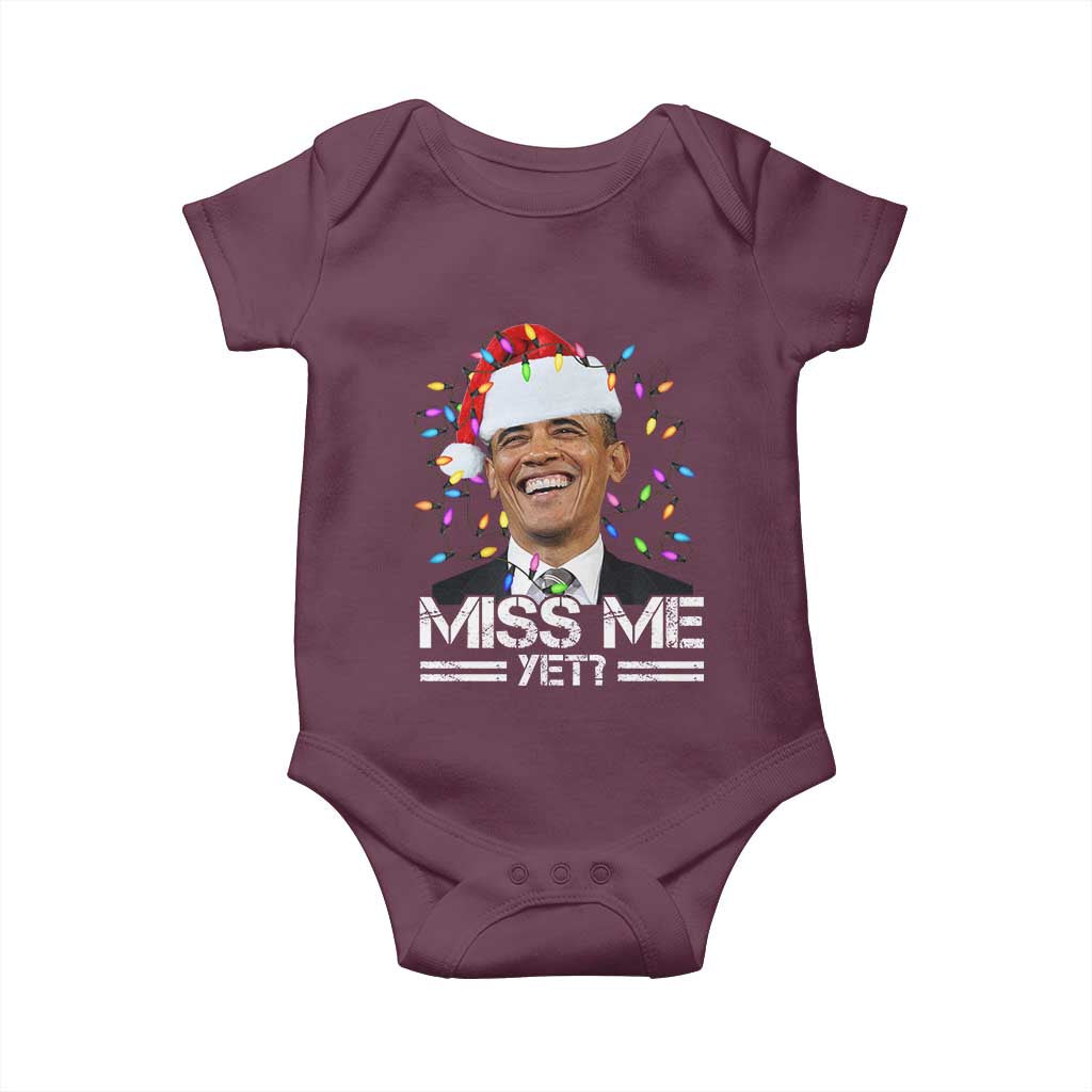 Funny Christmas Obama Baby Onesie Funny Santa Xmas Light TS10 Maroon Print Your Wear