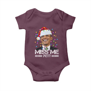 Funny Christmas Obama Baby Onesie Funny Santa Xmas Light TS10 Maroon Print Your Wear