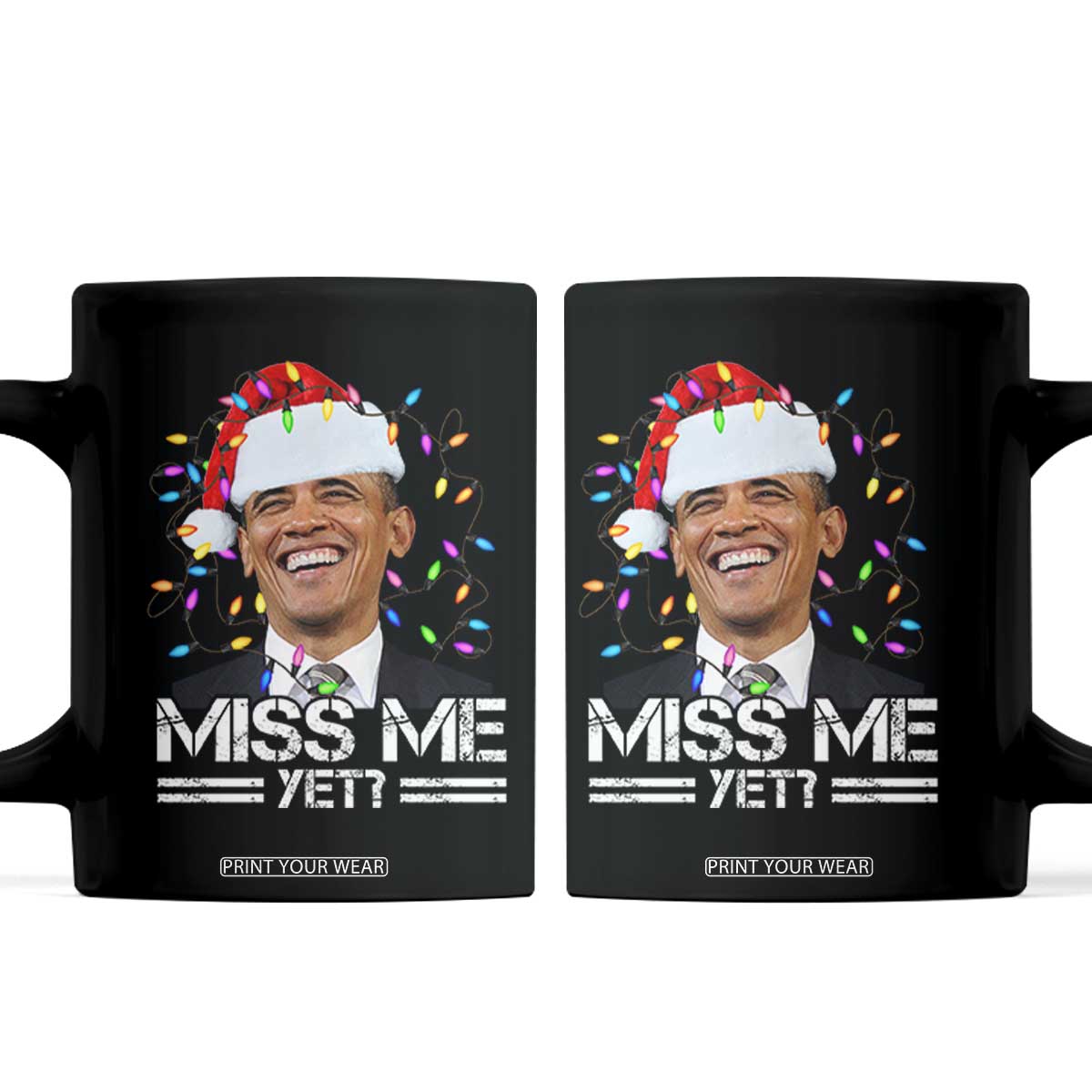Funny Christmas Obama Coffee Mug Funny Santa Xmas Light TS10 Black Print Your Wear