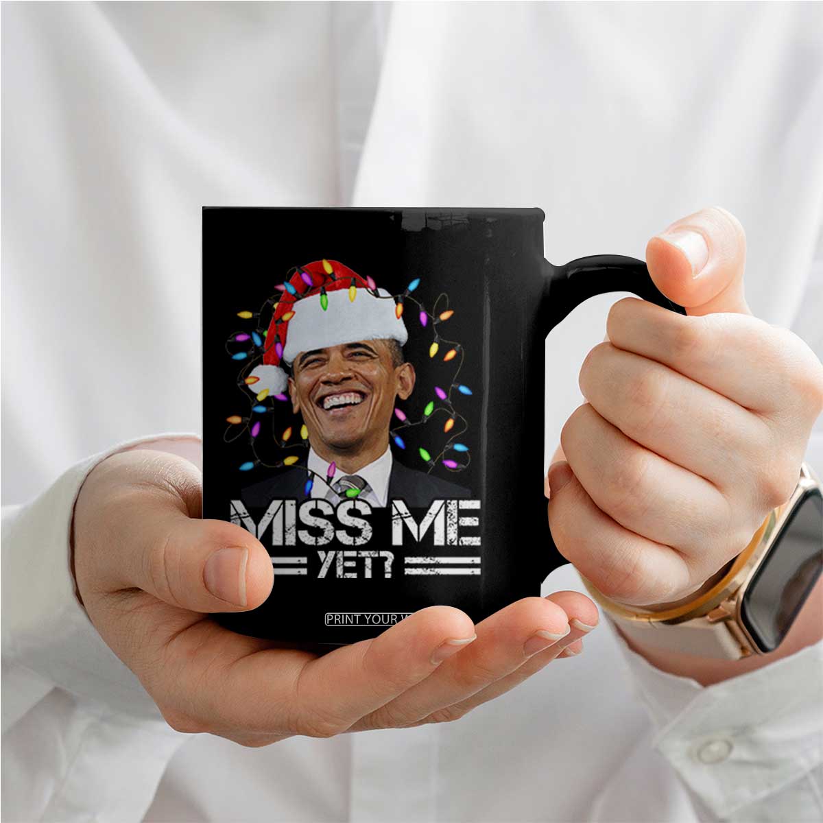 Funny Christmas Obama Coffee Mug Funny Santa Xmas Light TS10 Print Your Wear