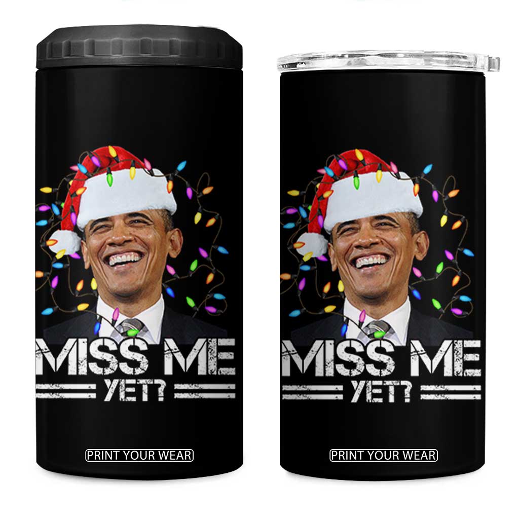 Funny Christmas Obama 4 in 1 Can Cooler Tumbler Funny Santa Xmas Light TS10 One Size: 16 oz Black Print Your Wear