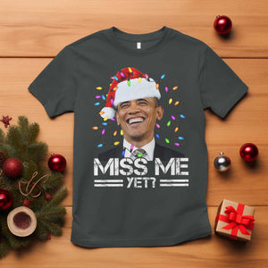 Funny Christmas Obama T Shirt Funny Santa Xmas Light TS10 Dark Heather Print Your Wear