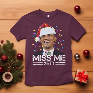 Funny Christmas Obama T Shirt Funny Santa Xmas Light TS10 Maroon Print Your Wear