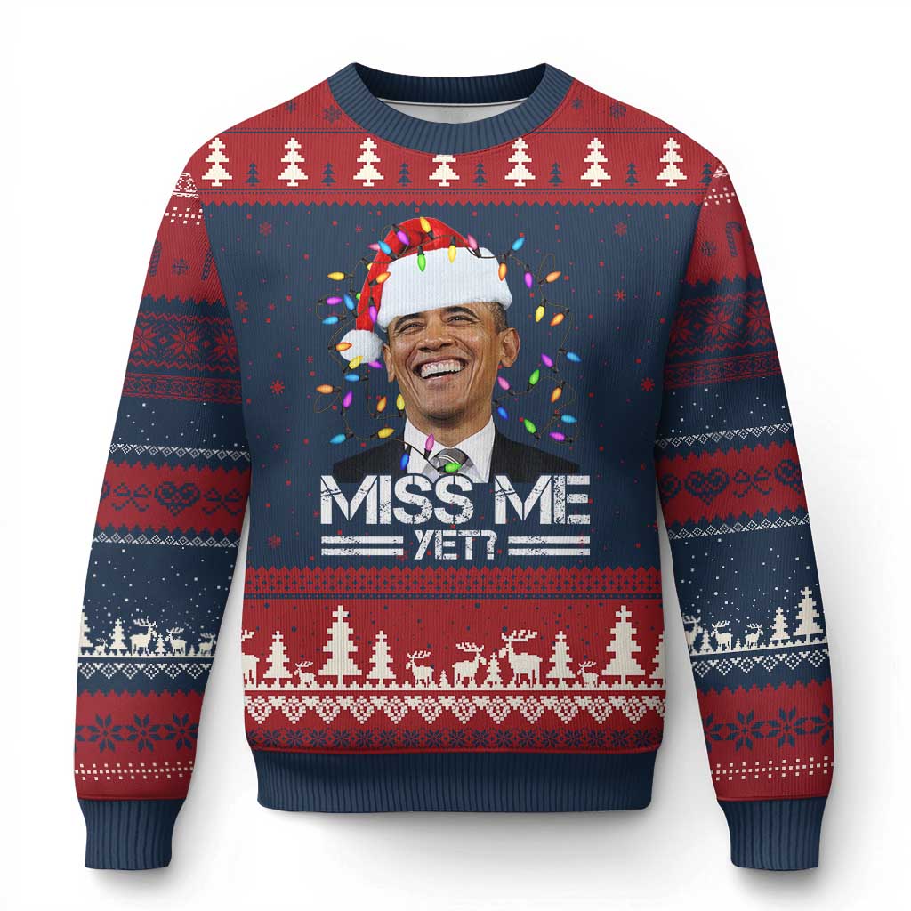 Funny Xmas Obama Ugly Christmas Sweater Funny Santa Xmas Light TS10 Navy Red Print Your Wear