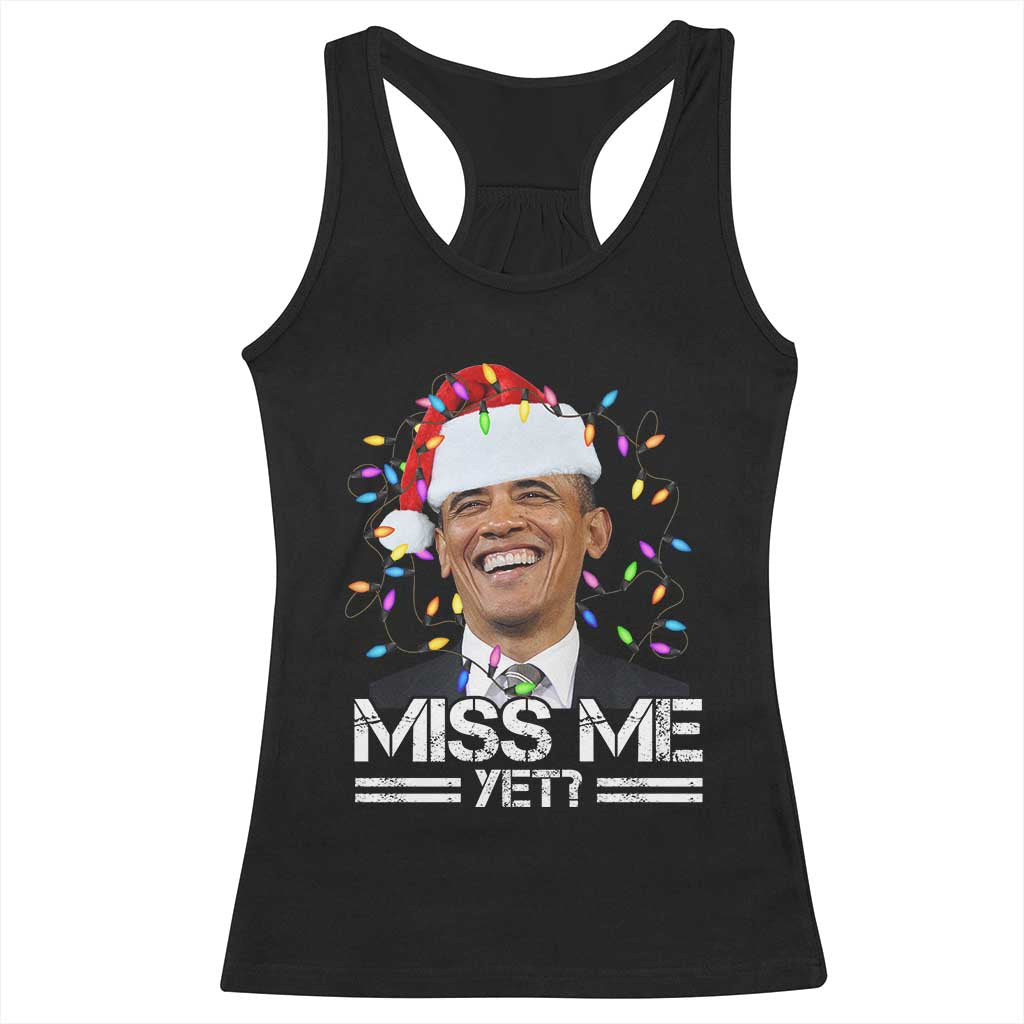 Funny Christmas Obama Racerback Tank Top Funny Santa Xmas Light TS10 Black Print Your Wear