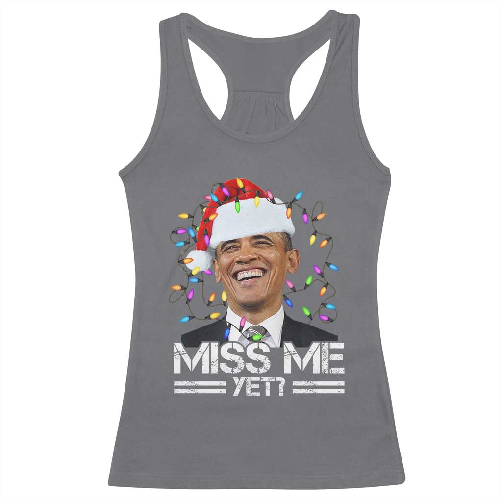 Funny Christmas Obama Racerback Tank Top Funny Santa Xmas Light TS10 Charcoal Print Your Wear