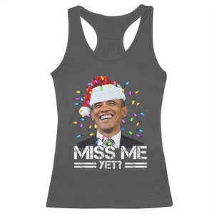 Funny Christmas Obama Racerback Tank Top Funny Santa Xmas Light TS10 Dark Heather Print Your Wear