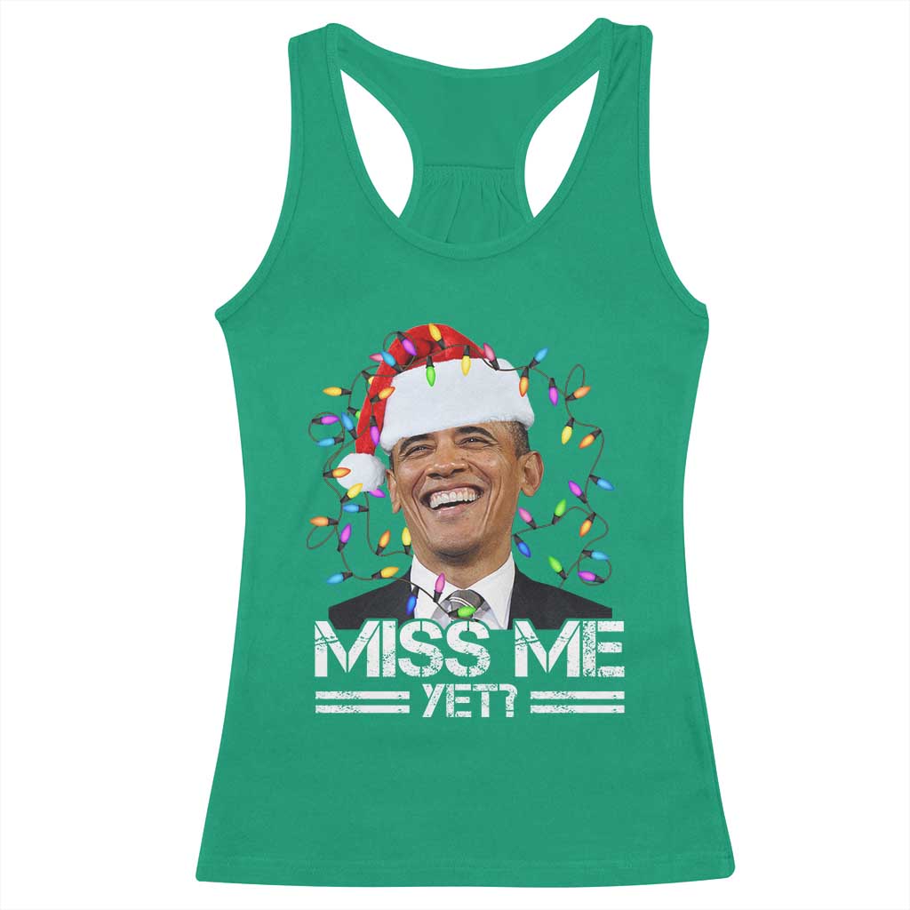 Funny Christmas Obama Racerback Tank Top Funny Santa Xmas Light TS10 Irish Green Print Your Wear