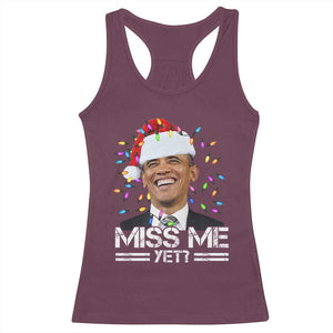 Funny Christmas Obama Racerback Tank Top Funny Santa Xmas Light TS10 Maroon Print Your Wear