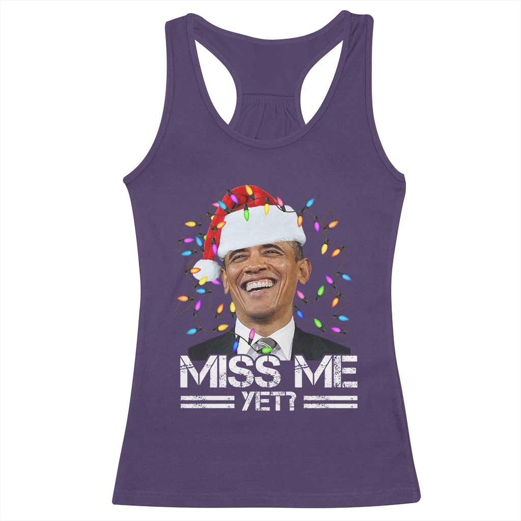 Funny Christmas Obama Racerback Tank Top Funny Santa Xmas Light TS10 Purple Print Your Wear