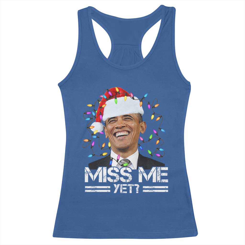 Funny Christmas Obama Racerback Tank Top Funny Santa Xmas Light TS10 Royal Blue Print Your Wear