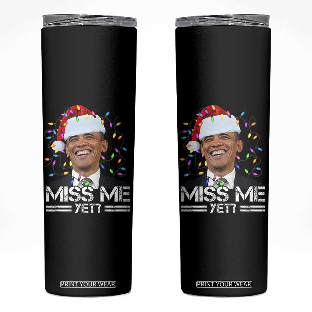 Funny Christmas Obama Skinny Tumbler Funny Santa Xmas Light TS10 Black Print Your Wear