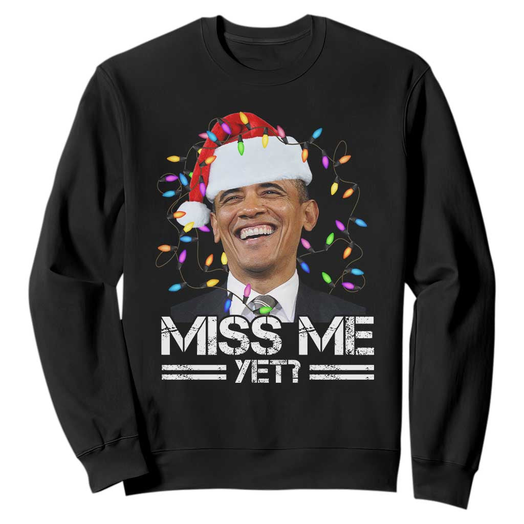 Funny Christmas Obama Sweatshirt Funny Santa Xmas Light TS10 Black Print Your Wear