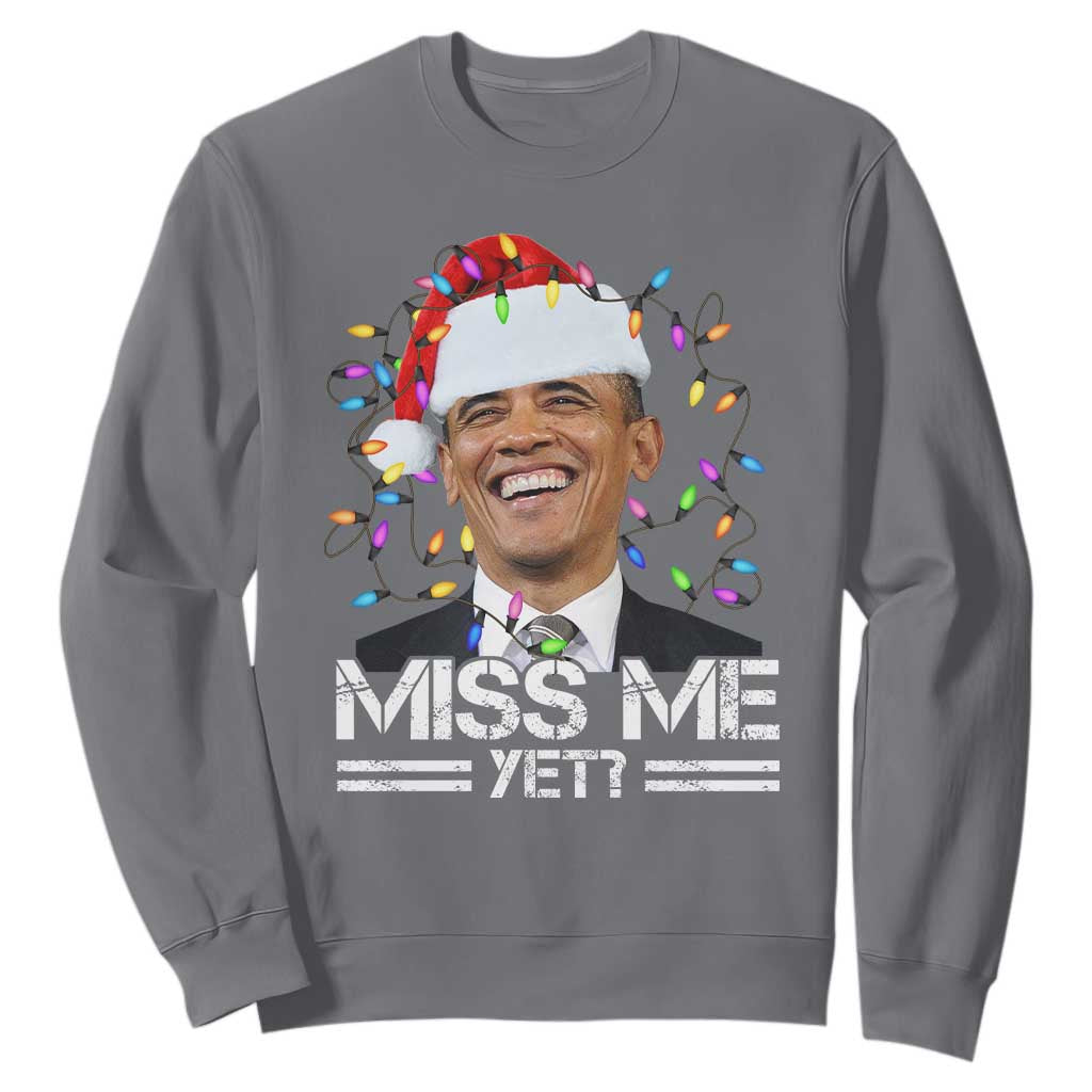 Funny Christmas Obama Sweatshirt Funny Santa Xmas Light TS10 Charcoal Print Your Wear