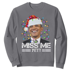 Funny Christmas Obama Sweatshirt Funny Santa Xmas Light TS10 Charcoal Print Your Wear