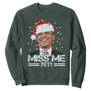 Funny Christmas Obama Sweatshirt Funny Santa Xmas Light TS10 Dark Forest Green Print Your Wear