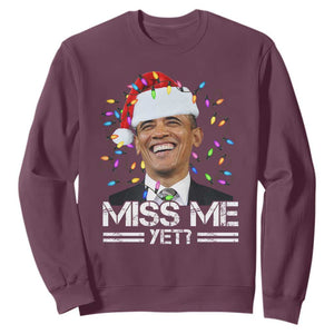 Funny Christmas Obama Sweatshirt Funny Santa Xmas Light TS10 Maroon Print Your Wear