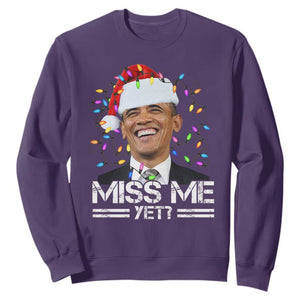 Funny Christmas Obama Sweatshirt Funny Santa Xmas Light TS10 Purple Print Your Wear