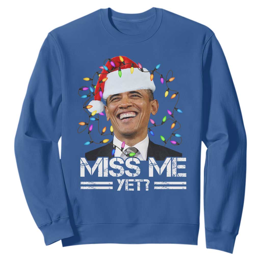Funny Christmas Obama Sweatshirt Funny Santa Xmas Light TS10 Royal Blue Print Your Wear