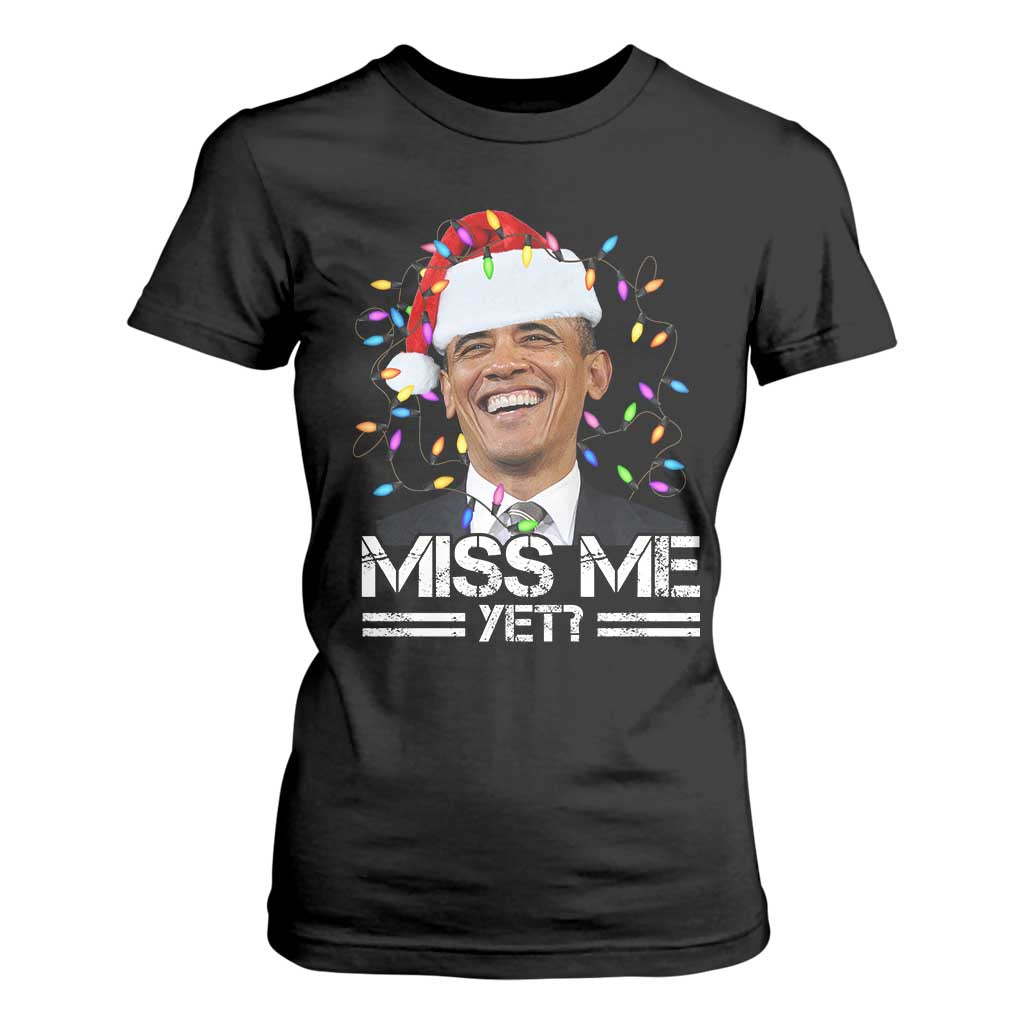 Funny Christmas Obama T Shirt For Women Funny Santa Xmas Light TS10 Black Print Your Wear