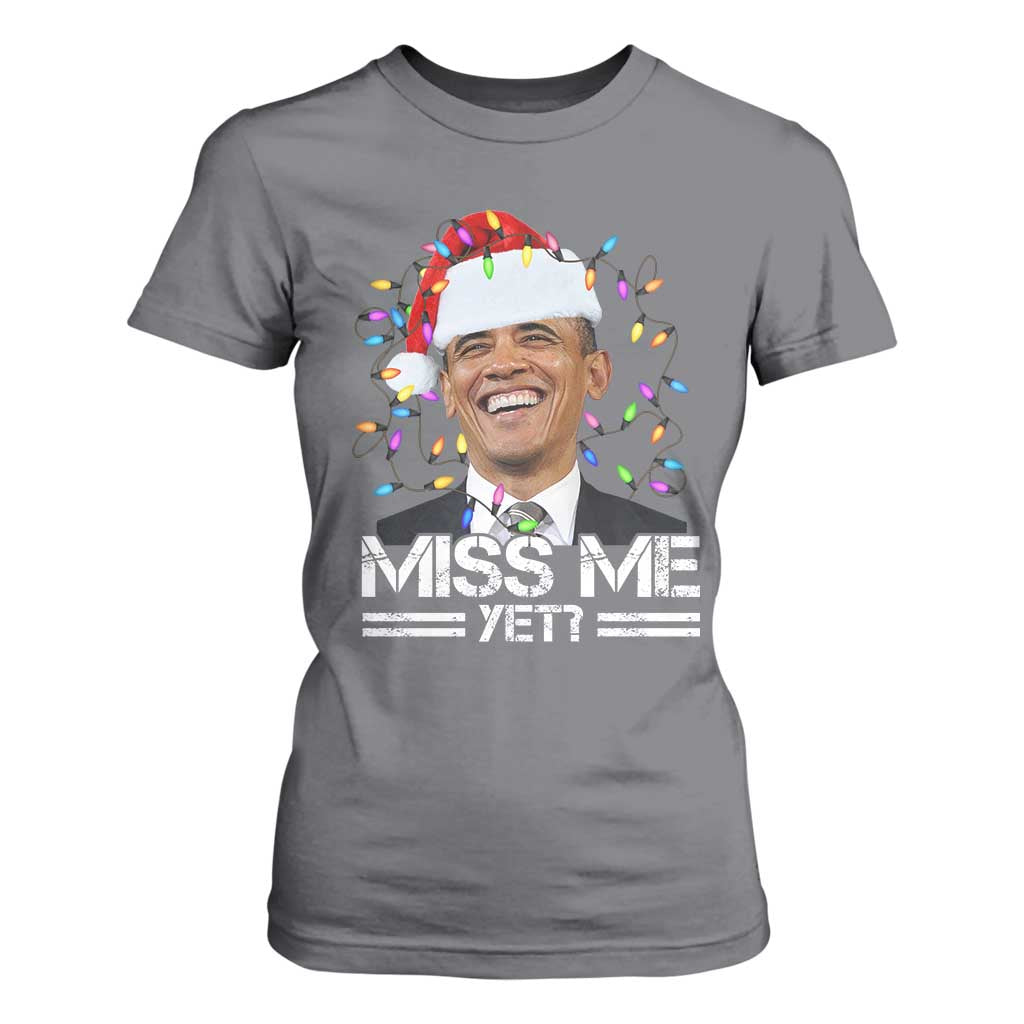 Funny Christmas Obama T Shirt For Women Funny Santa Xmas Light TS10 Charcoal Print Your Wear