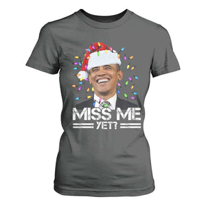 Funny Christmas Obama T Shirt For Women Funny Santa Xmas Light TS10 Dark Heather Print Your Wear