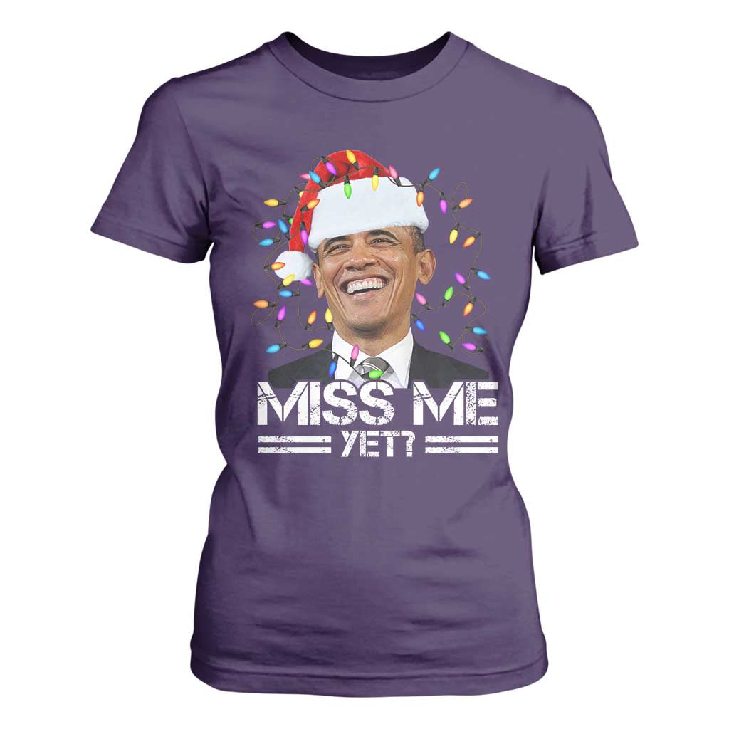 Funny Christmas Obama T Shirt For Women Funny Santa Xmas Light TS10 Purple Print Your Wear