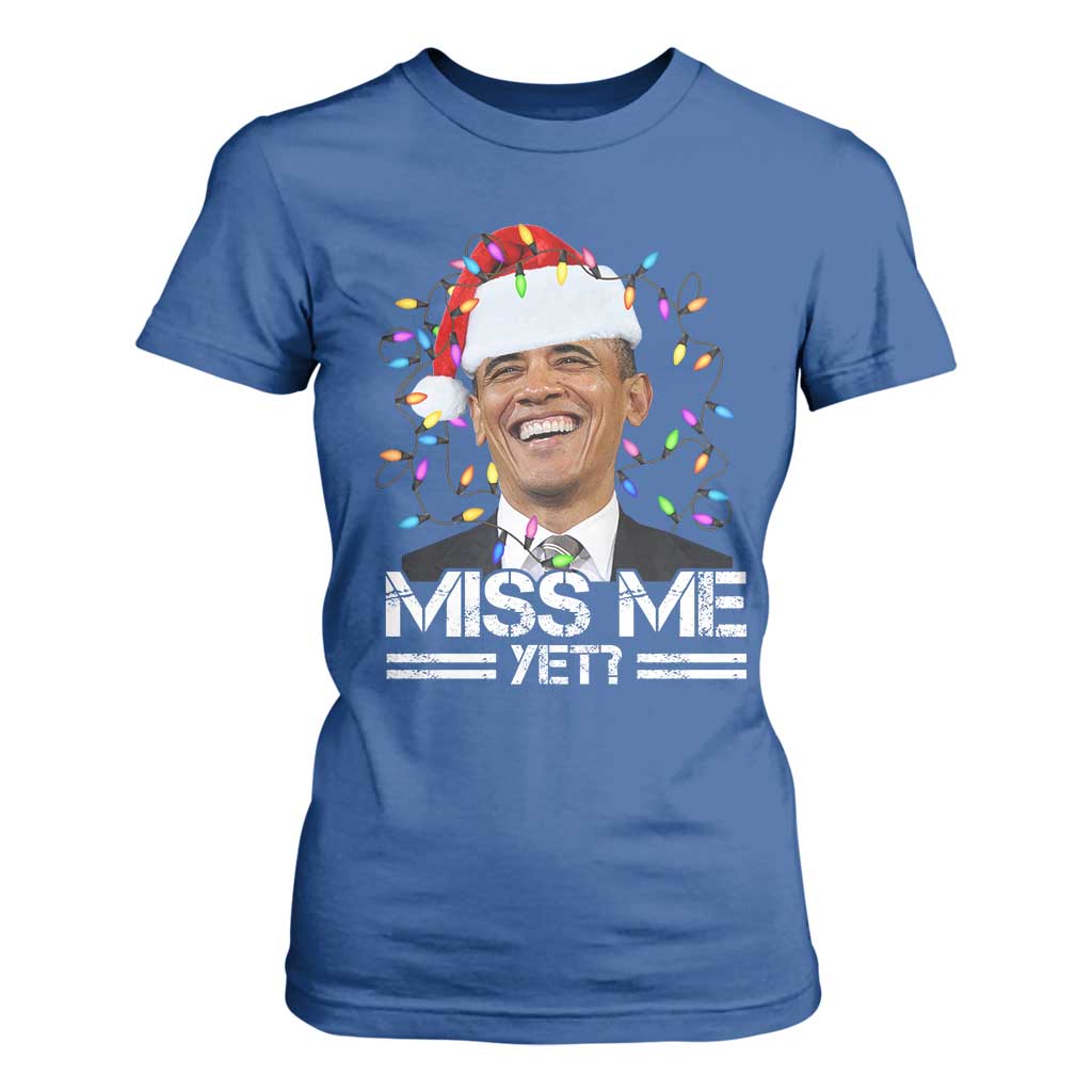 Funny Christmas Obama T Shirt For Women Funny Santa Xmas Light TS10 Royal Blue Print Your Wear