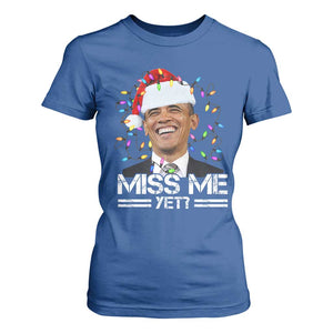 Funny Christmas Obama T Shirt For Women Funny Santa Xmas Light TS10 Royal Blue Print Your Wear