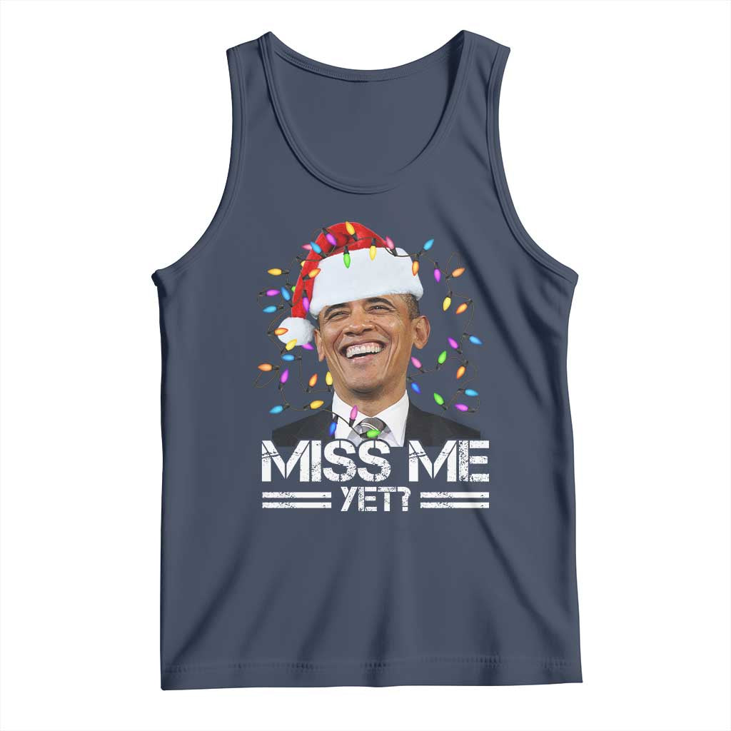 Funny Christmas Obama Tank Top Funny Santa Xmas Light TS10 Navy Print Your Wear