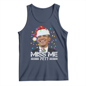 Funny Christmas Obama Tank Top Funny Santa Xmas Light TS10 Navy Print Your Wear