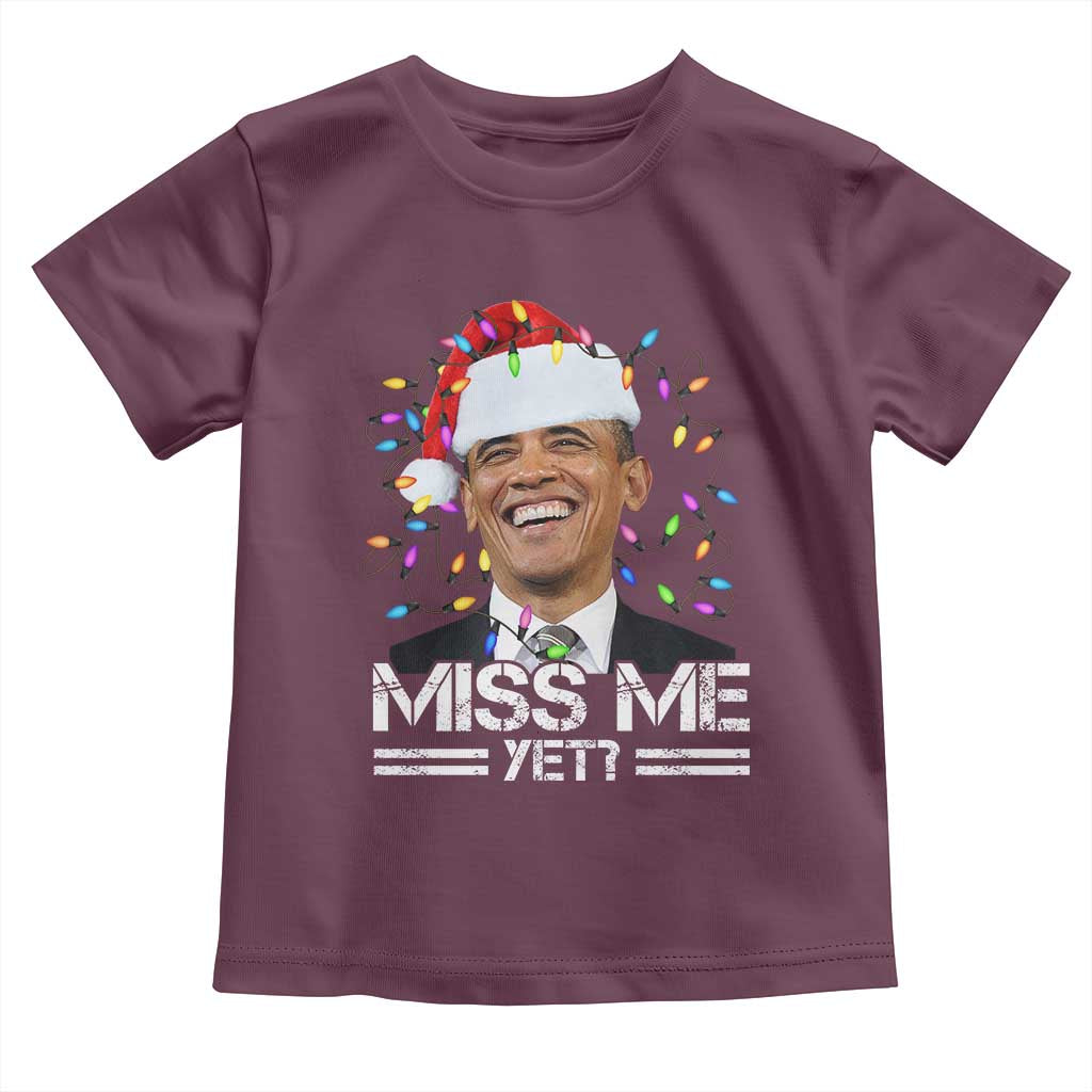 Funny Christmas Obama Toddler T Shirt Funny Santa Xmas Light TS10 Maroon Print Your Wear