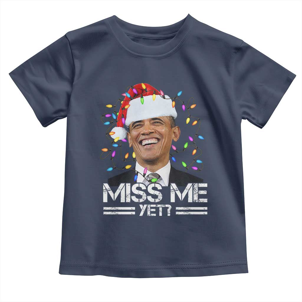 Funny Christmas Obama Toddler T Shirt Funny Santa Xmas Light TS10 Navy Print Your Wear