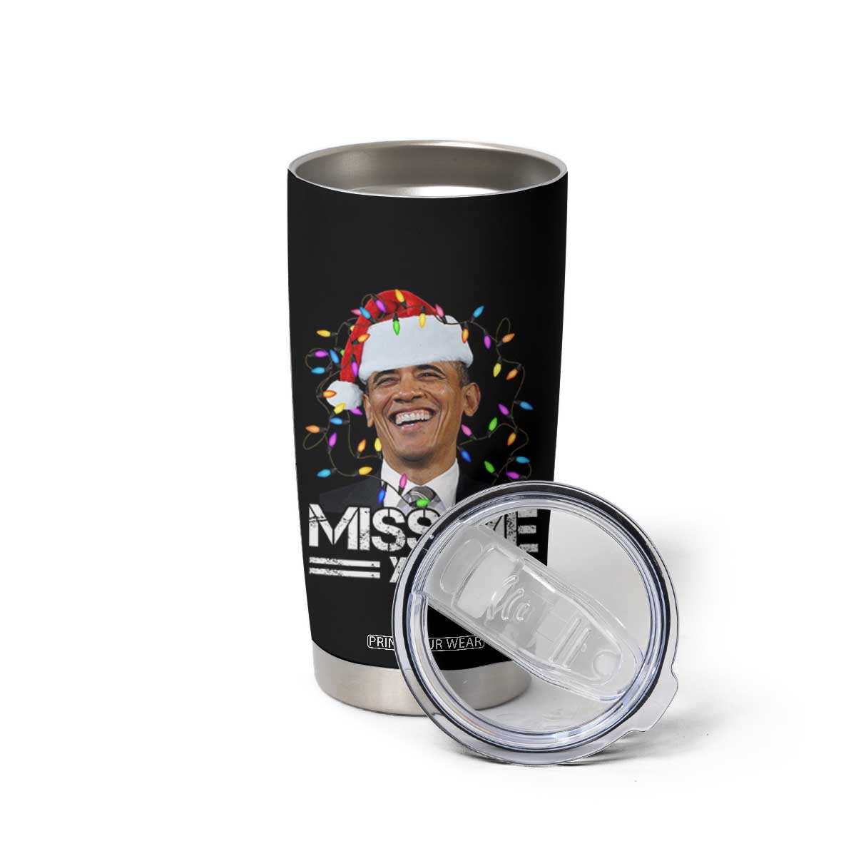 Funny Christmas Obama Tumbler Cup Funny Santa Xmas Light TS10 Print Your Wear