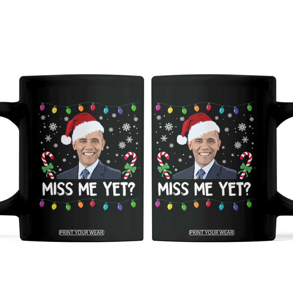 Funny Obama Ugly Xmas Coffee Mug Funny Santa Xmas Light TS10 Black Print Your Wear